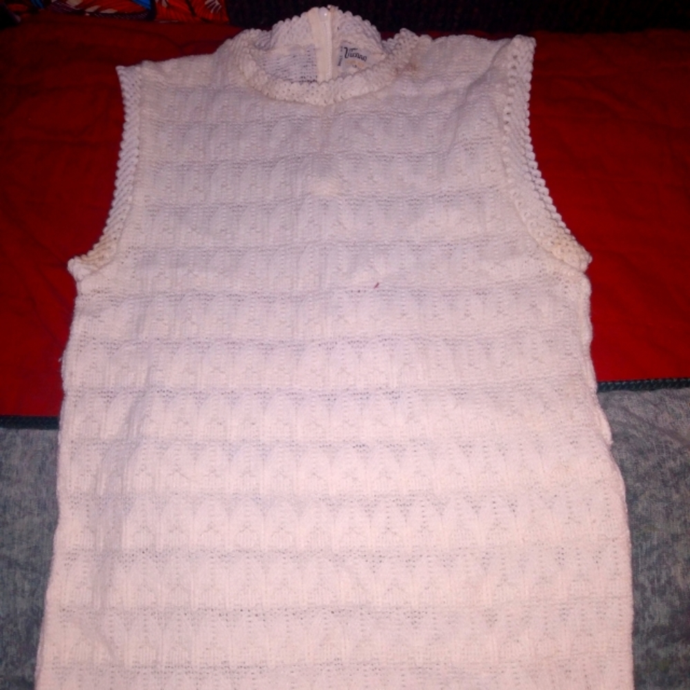 Vintage Vienna Lace Sleeveless Knit Top Size 13-14
